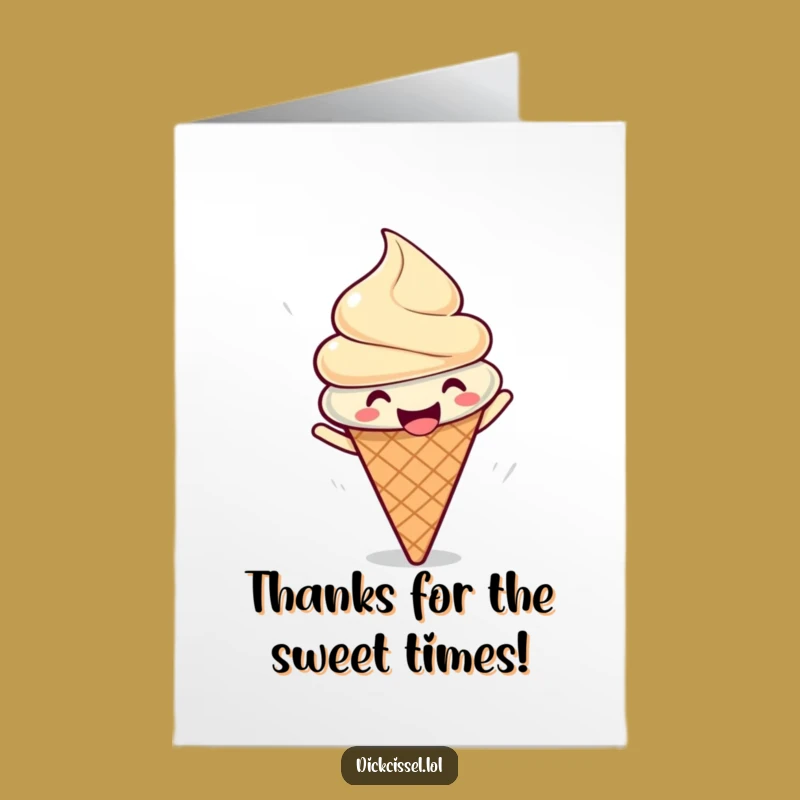 Free Printable Funny Ice Cream Thank You Card: Spinning Cone Downloadable