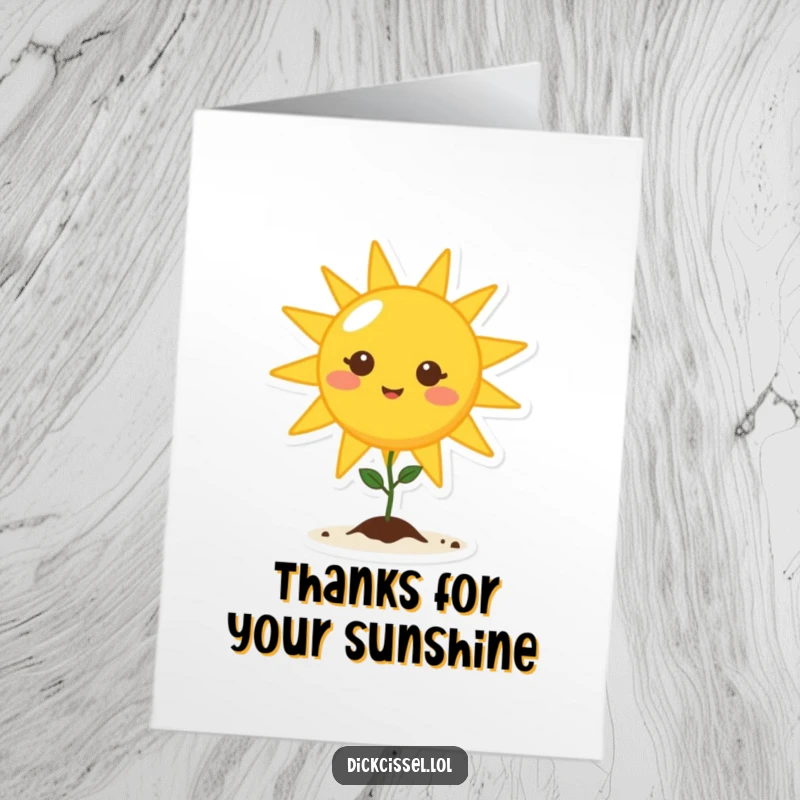 Funny Free Printable sun beaming over a seedling, ideal for expressing growing thanks.