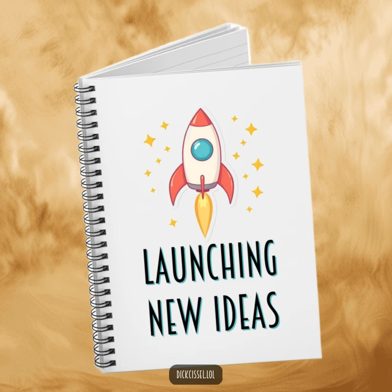Funny rocket notebook with a rocket blasting off and leaving a trail of stars, for great ideas.