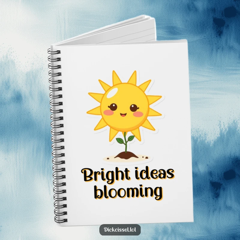 Funny beaming sun character shining on a sprouting seedling, perfect for journaling growth and bright ideas.