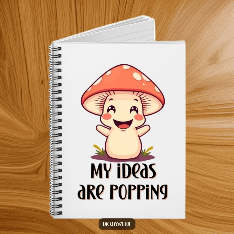 Funny mushroom character with a happy grin, perfect for jotting down thoughts and nature observations.