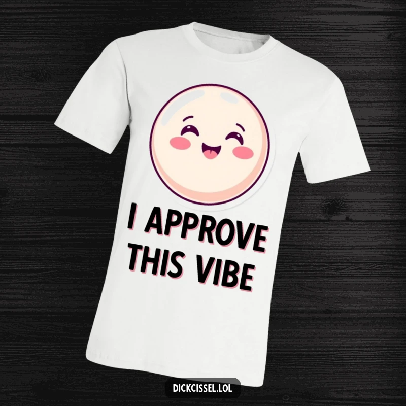 Funny T-Shirt graphic of a cheerful candy button performing a quick, enthusiastic nod, representing positive affirmation and agreement.