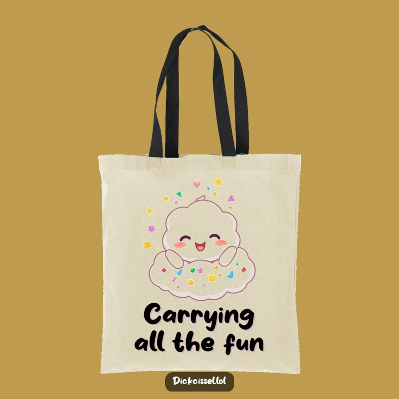 Funny Cloud Raining Stickers Tote Bag: Your Joyful, Colorful Carry-All