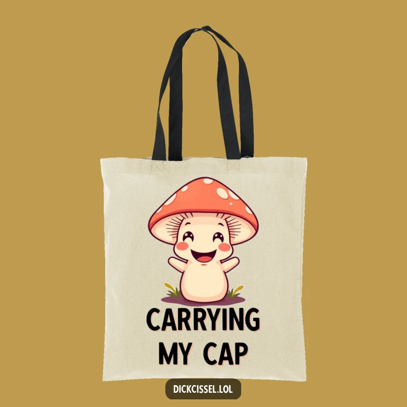 Funny Mushroom Grin Tote Bag - Whimsical Fungi Accessory Gift