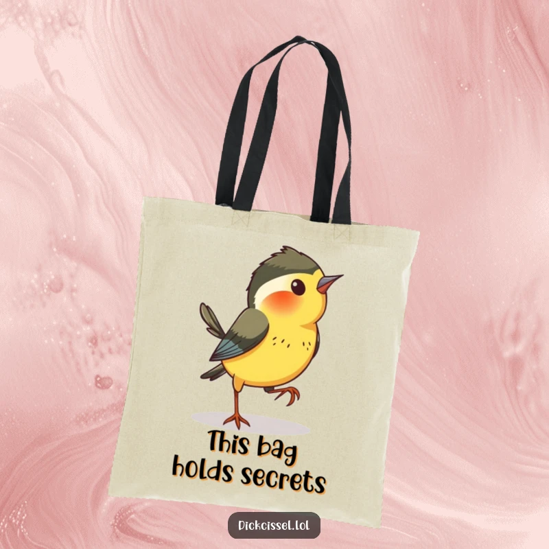 Funny Dickcissel Bird Tote Bag: A dickcissel bird hopping sideways with curiosity, ready to carry your belongings in style.