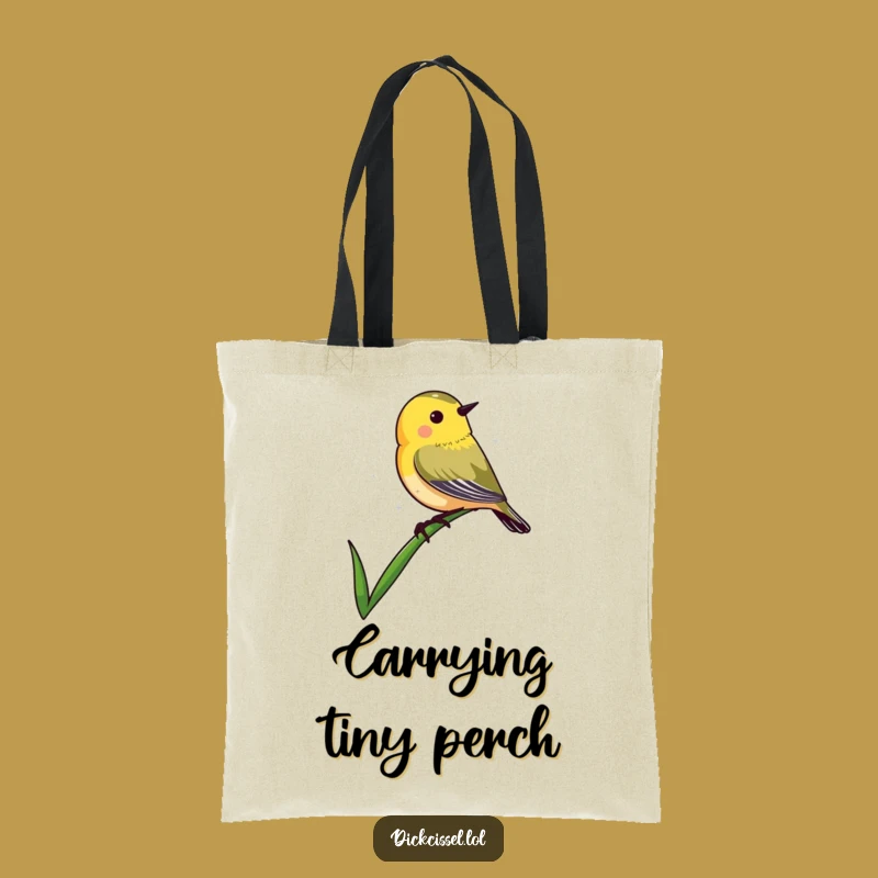 Funny Dickcissel Grass Tote Bag: Perched Bird Accessory, Practical Nature Lover Funny Gift