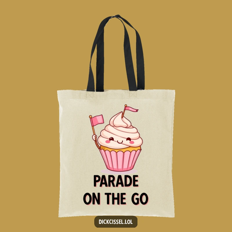 Funny Cupcake Waving Flag Tote Bag: Carry Your Essentials with Sweet Style, Fun Gift